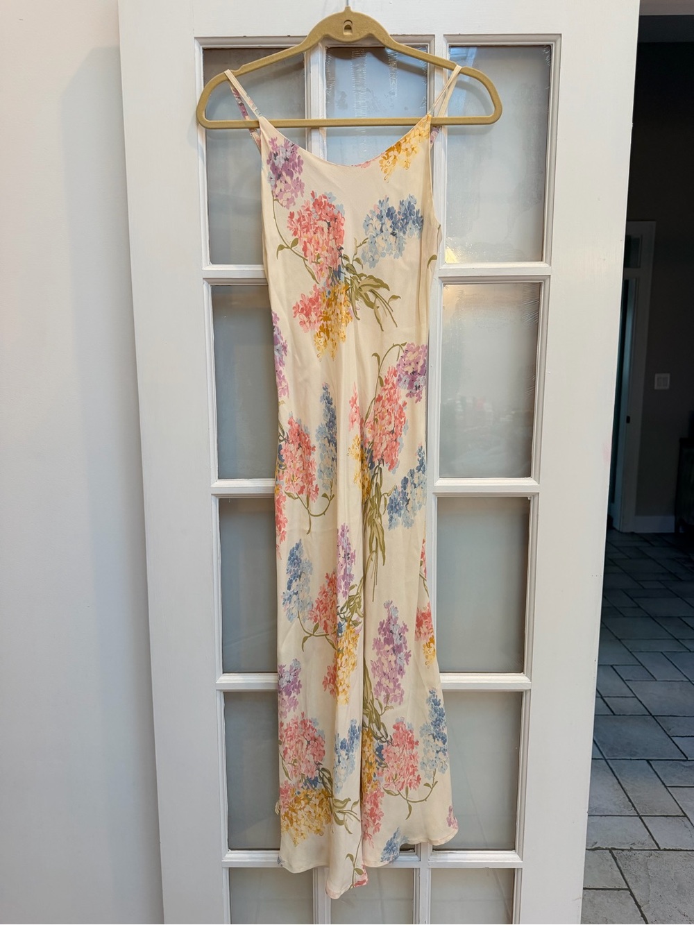 Vintage Betsey Johnson 90’s Pastel Bouquet Hydrangea Floral Slip Dress Size M